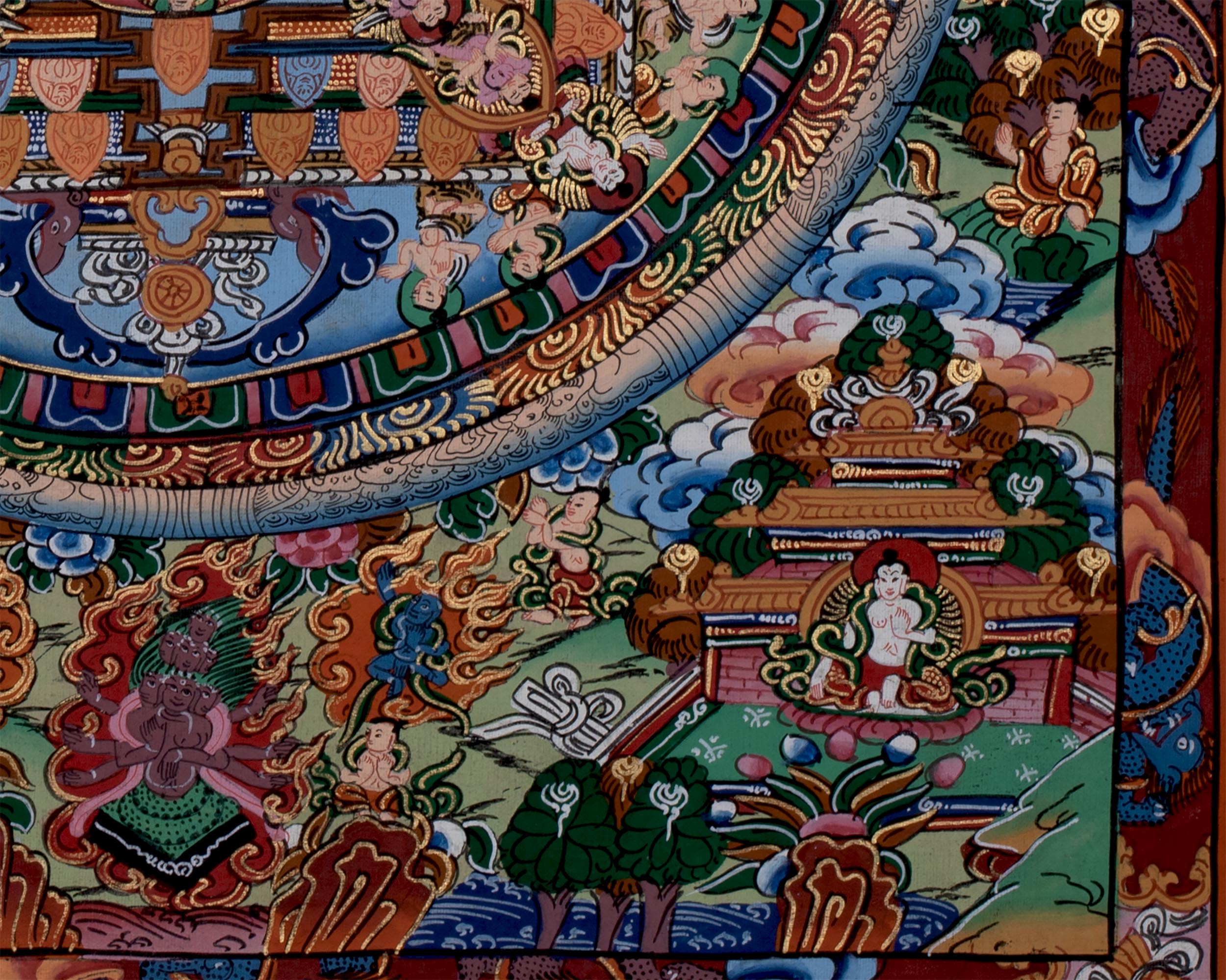 Rare Vintage Hand Painted Buddha Mandala | Buddhist Art