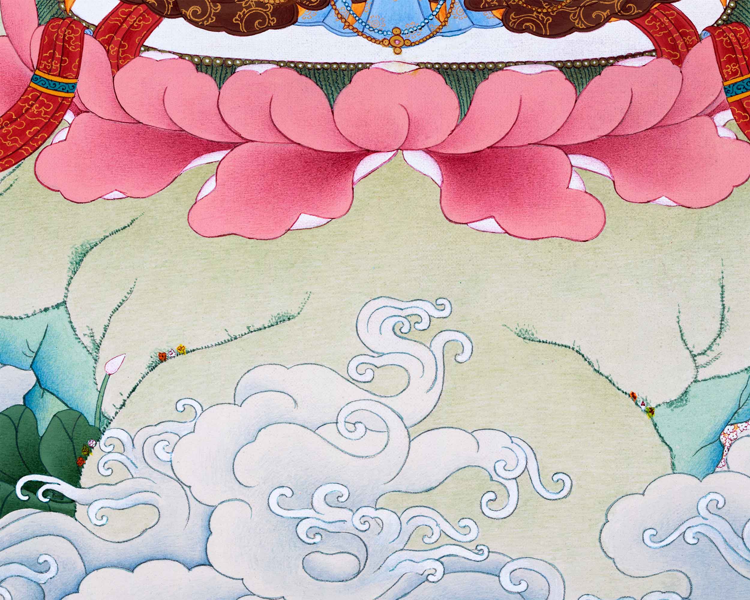Traditionally Hand-Painted Manjushree Buddha Thangka | The Bodhisattva Of Wisdom Art For Daily Practice