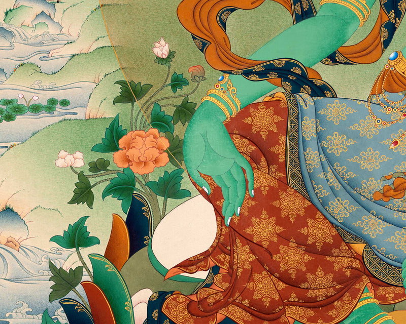 Green Tara Thangka Print | Digital Canvas Print