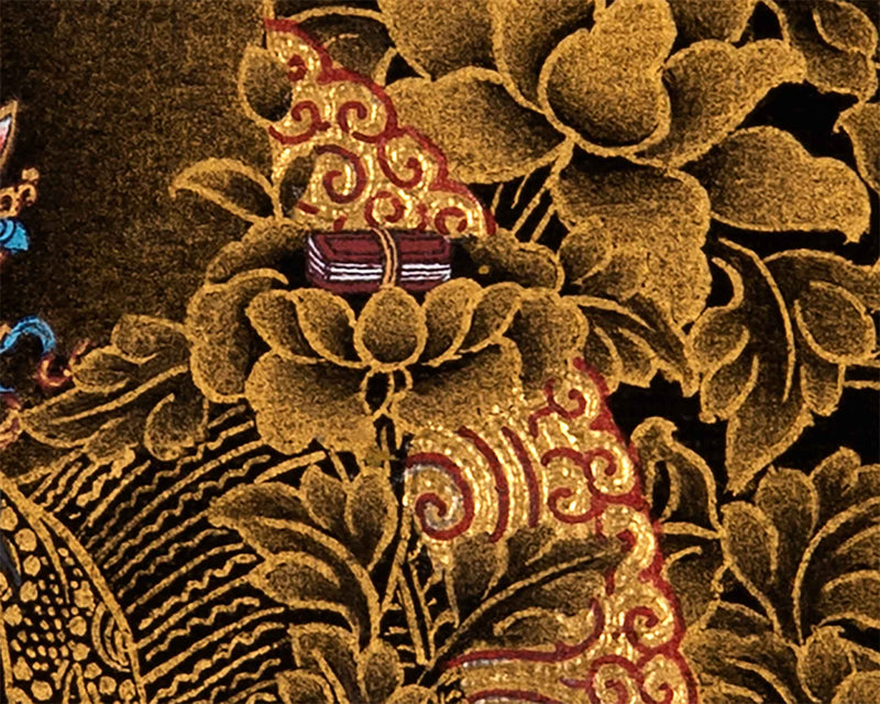 Wisdom Deity Manjushri Thangka | Tibetan Bodhisattva Art in Small Size