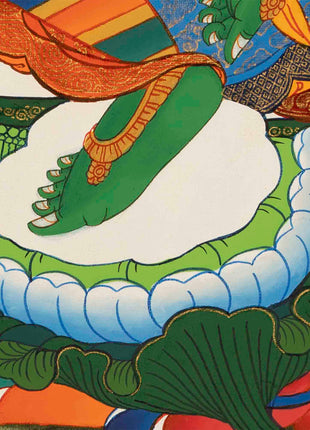 Buddhist Green Tara Thangka | Handpainted Artworks | Wall Decors