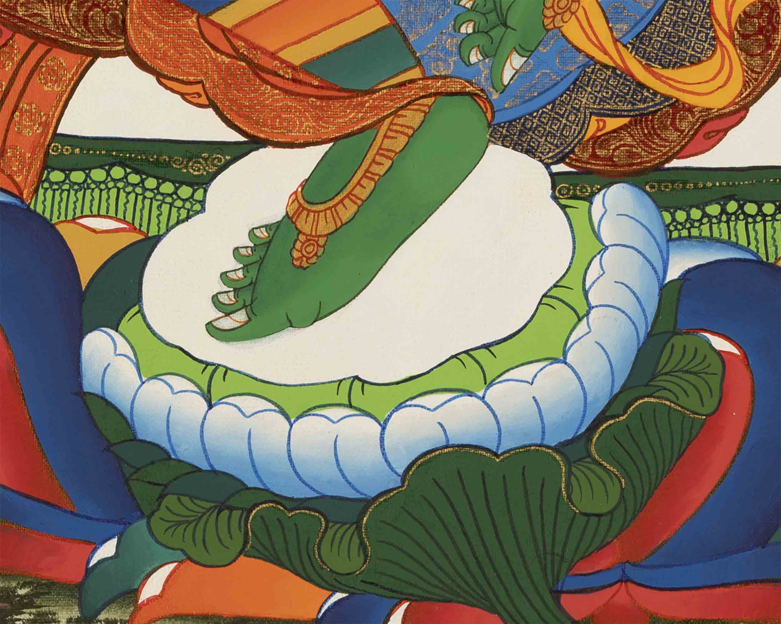 Buddhist Green Tara Thangka | Handpainted Artworks | Wall Decors