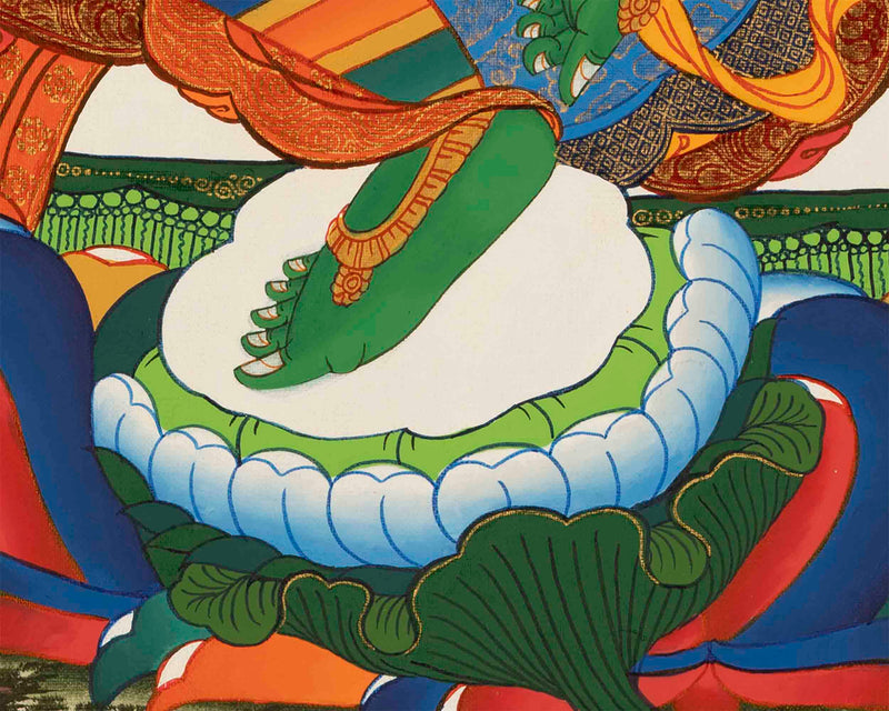 Buddhist Green Tara Thangka | Handpainted Artworks | Wall Decors