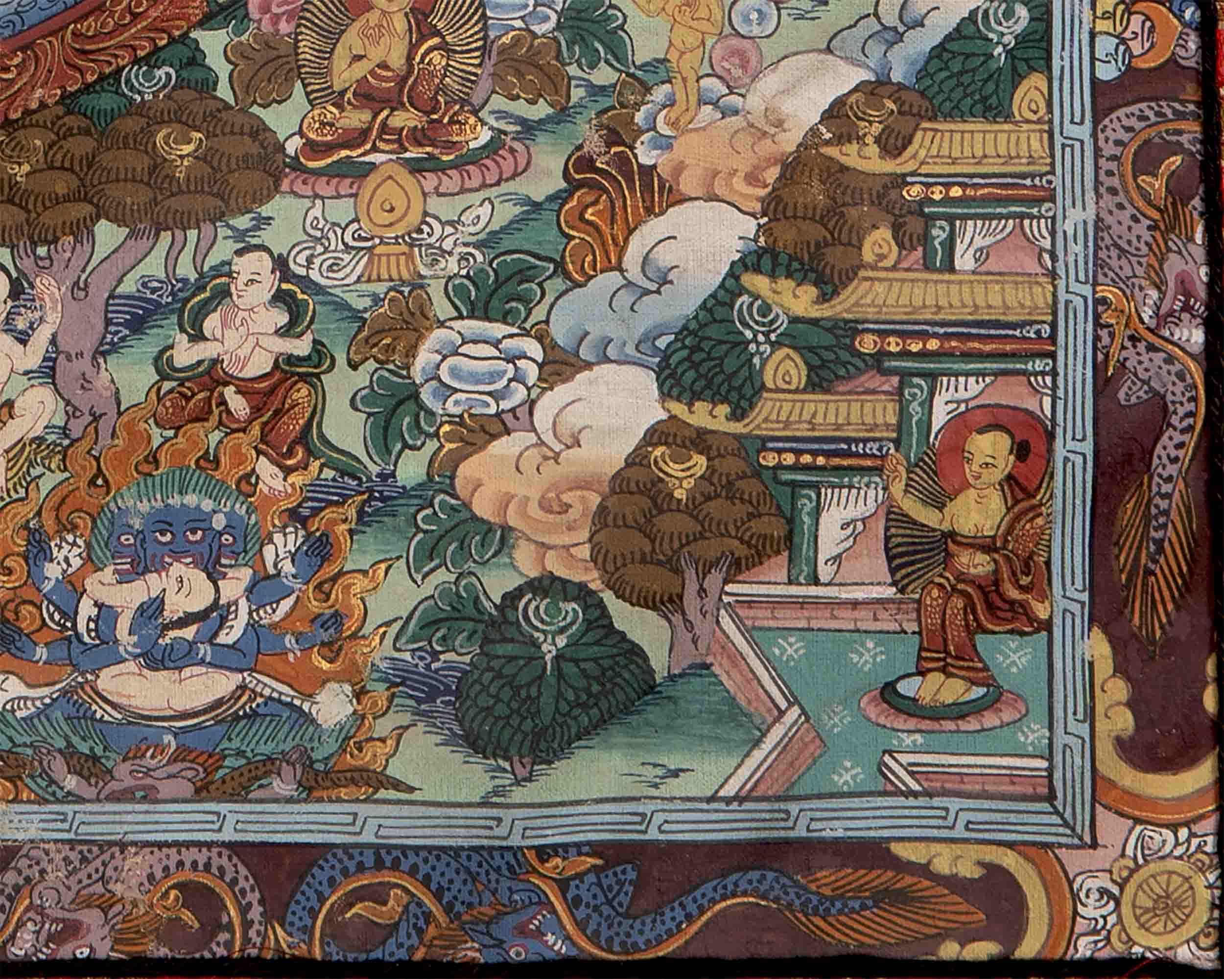 Buddha Mandala Thangka With Brocade |  Wall Hanging Painting