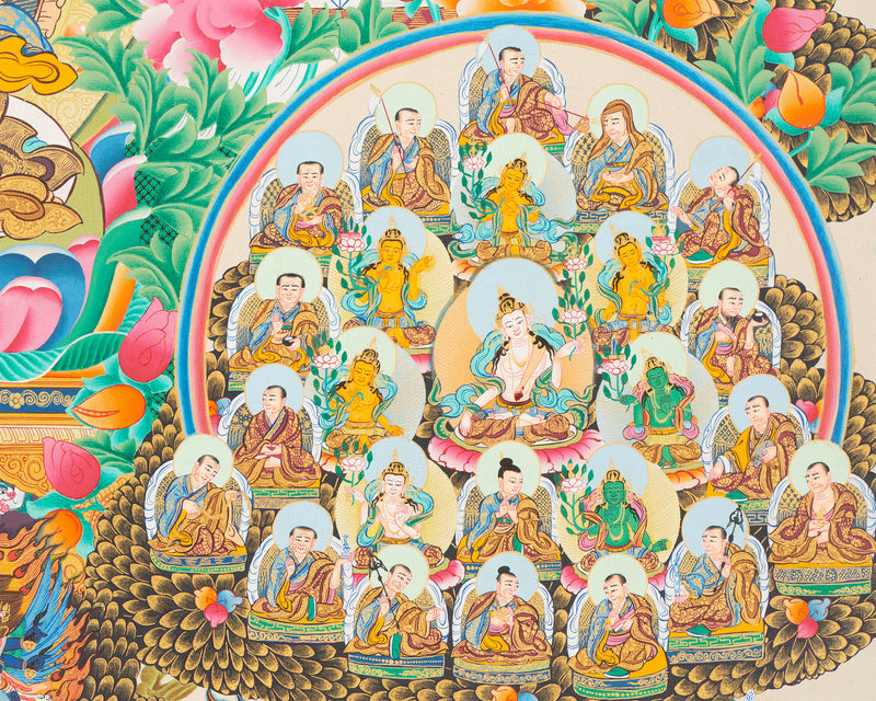 Rinpoche Refuge Tree Thangka | Hand Painted Buddhist Artwork