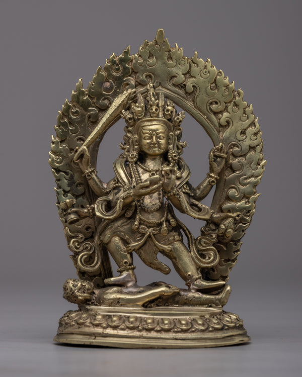 6-Armed Mahakala Statue | Handmade Brass Sculpture for Spiritual Protection