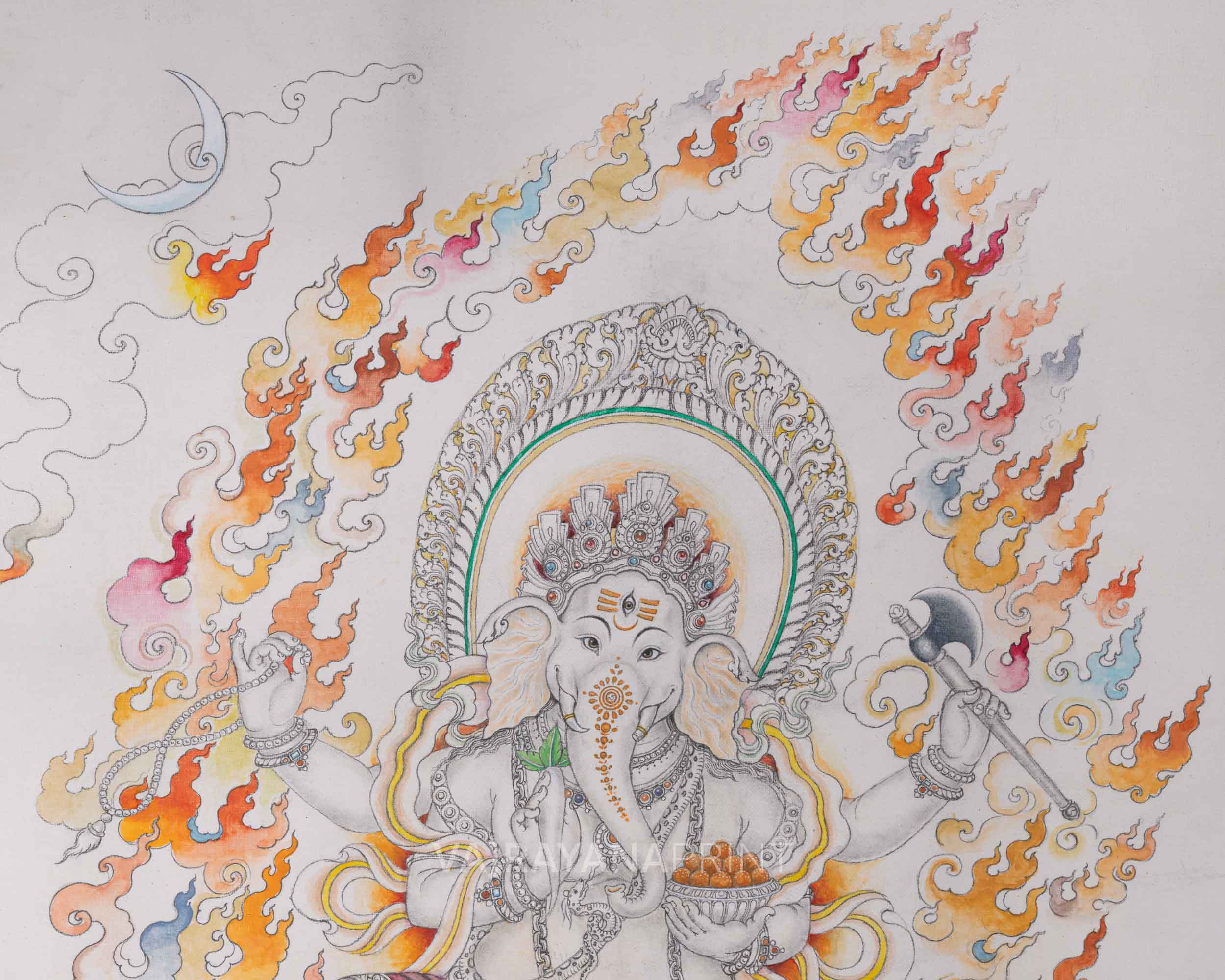 Jai Ganesh Aarti Print As Spiritual Room Decor  | Deity Of Remover Of The Obstacles