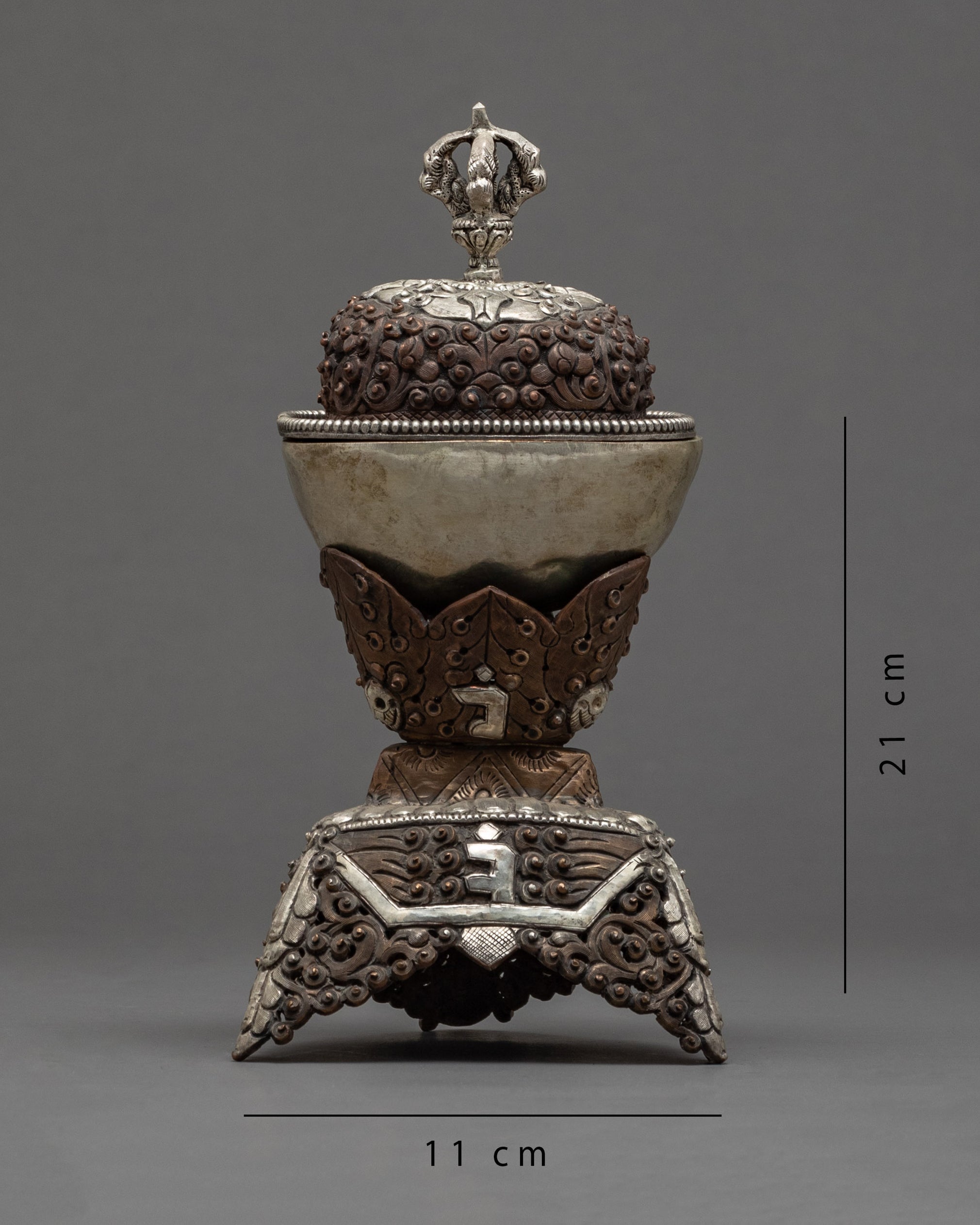 Fine Quality Vintage Kapala Skull Cup | Handcrafted Tibetan Skull Cup | Buddhist Art