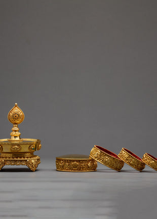 Metal Mandala Set | Gold Plated and Handcarved | 4 inches