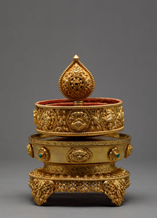 Metal Mandala Set | Gold Plated and Handcarved | 4 inches