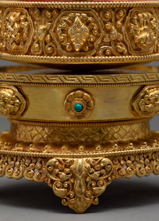Metal Mandala Set | Gold Plated and Handcarved | 4 inches