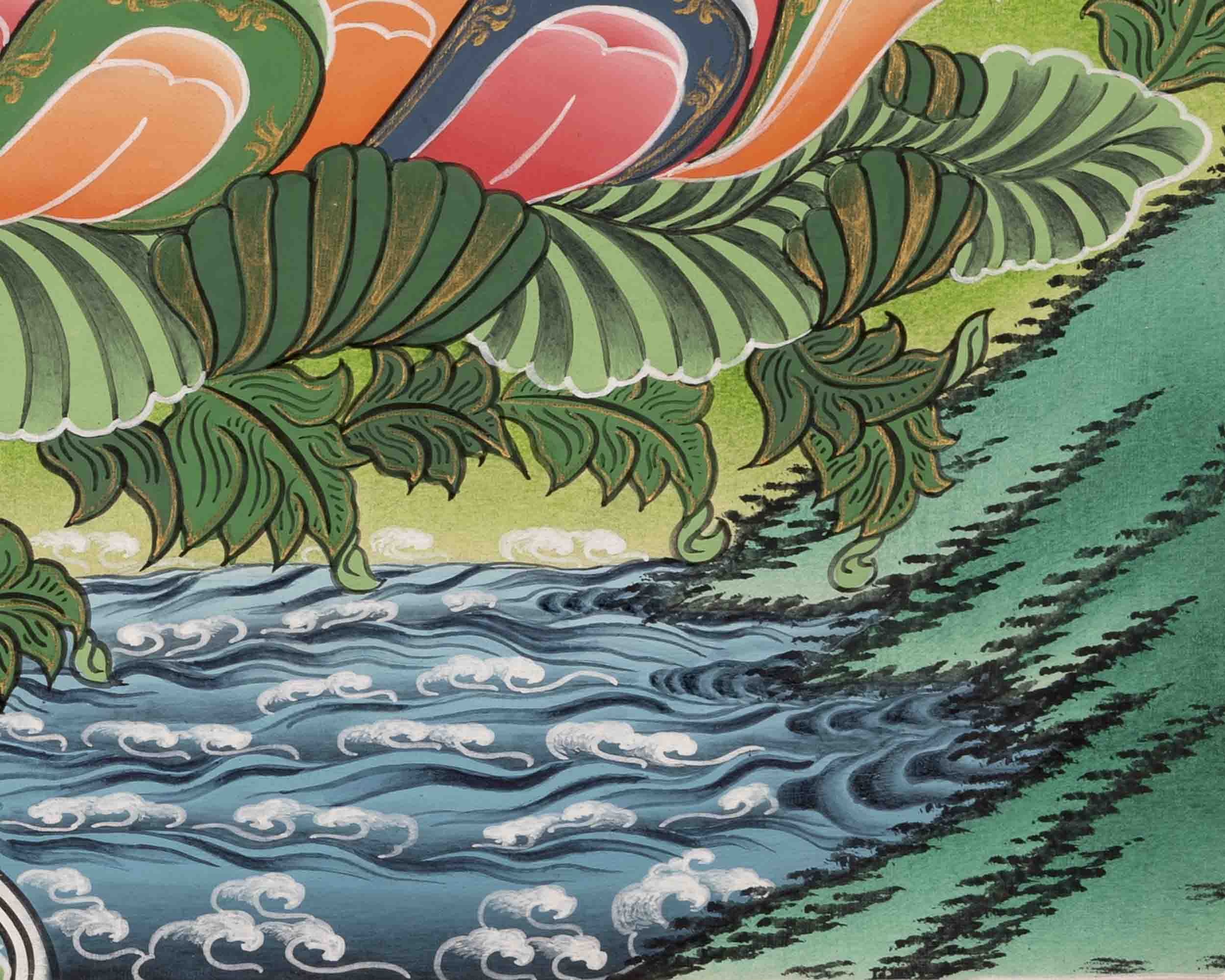Avalokiteshvara Chengrezig | Bodhisattva Of Compassion | Traditional Tibetan Paint