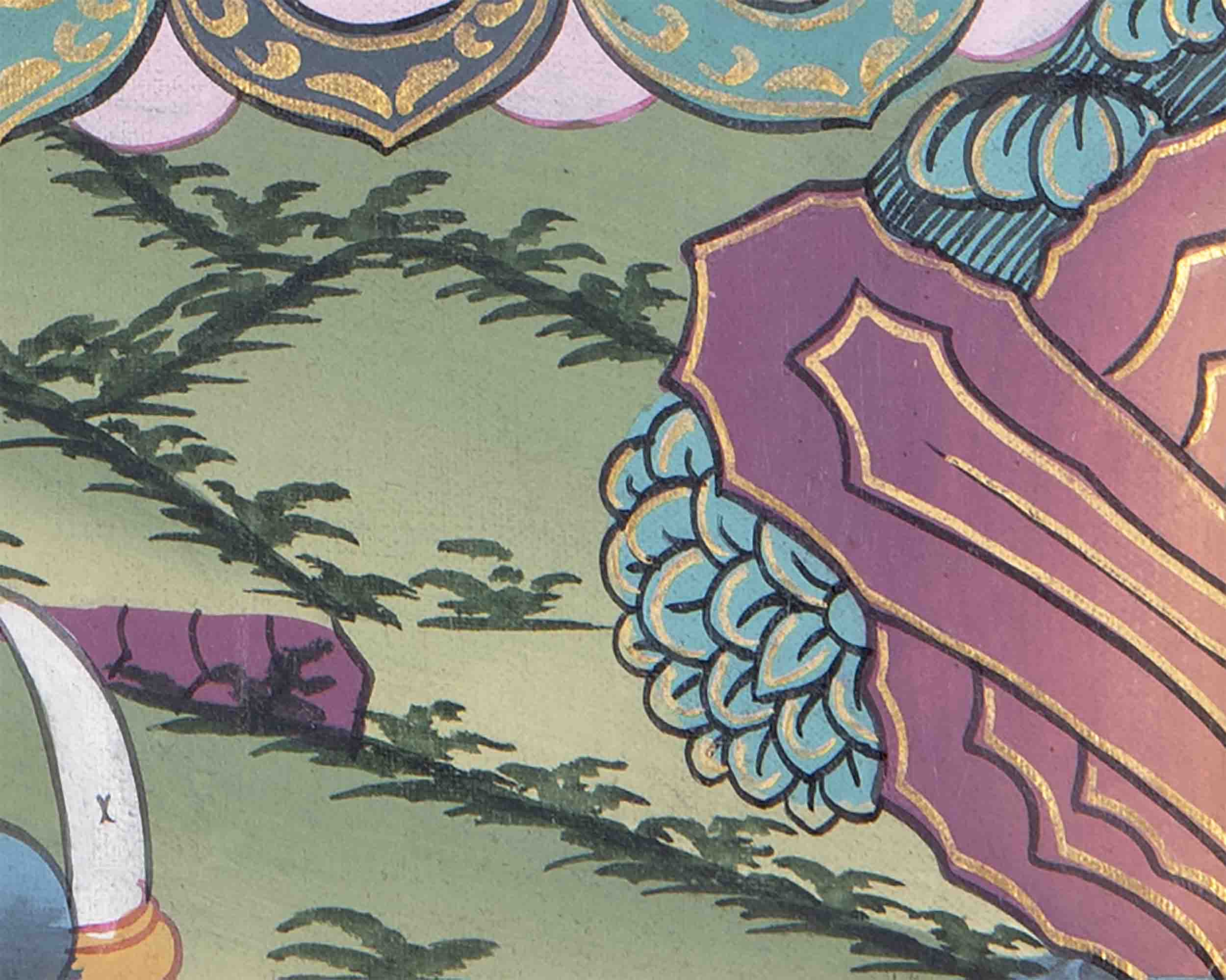 Namtose Thangka Painting With Brocade | Tibetan Buddhism Art