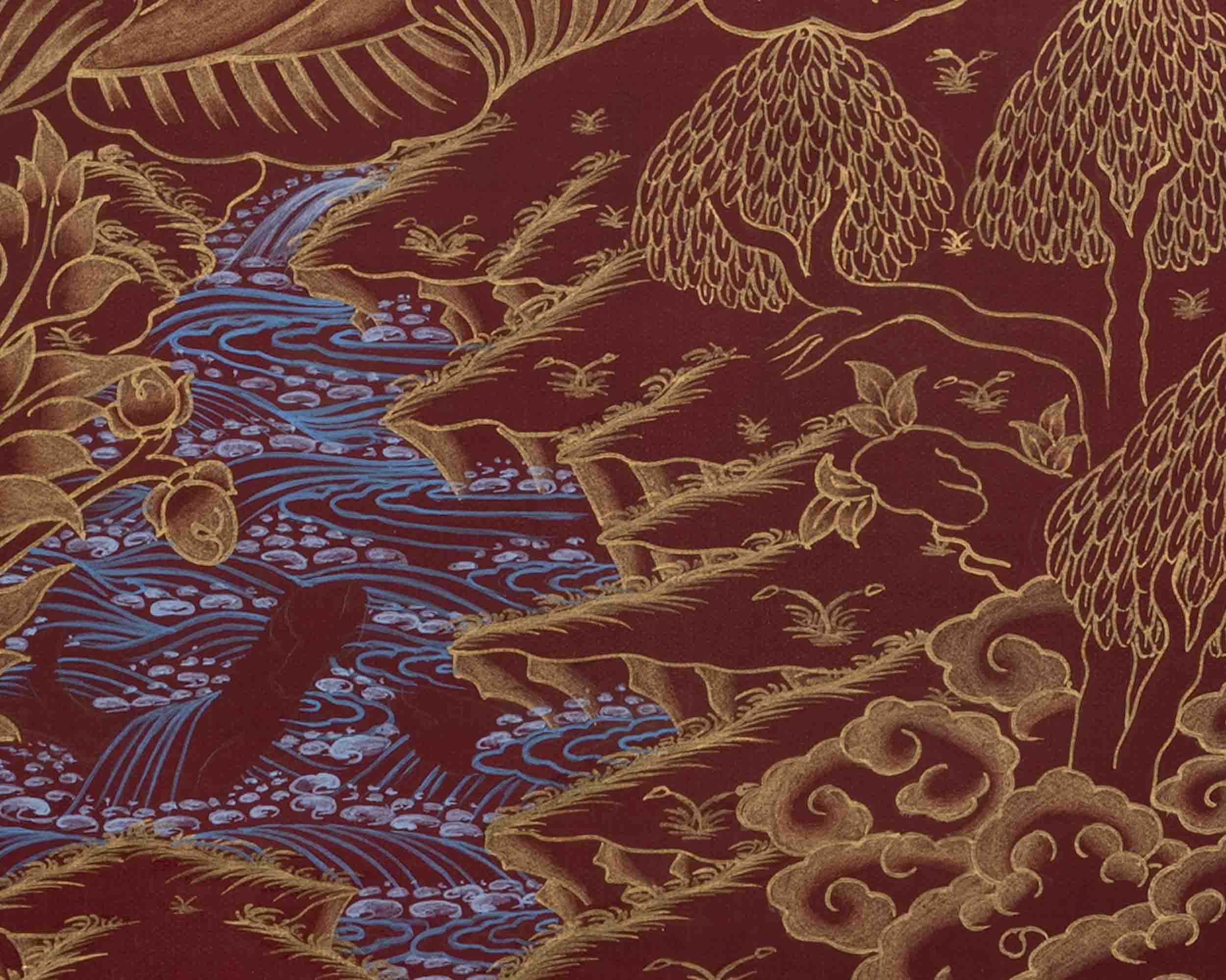 Red And Gold Vajrasattva Yab Yum Thangka | Wall Decor Painting