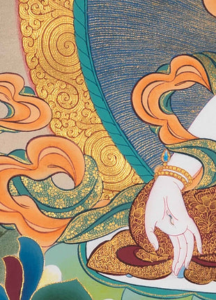 White Tara Meditation Practice Thangka | White Tara With Amitayus and Namgyalma