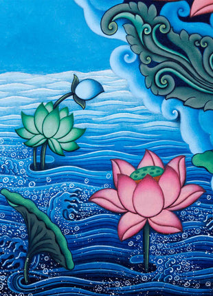 Manjushri Bodhicitta Prayer Thangka Print | The Bodhisattva Of Compassion Art For Daily Prayers
