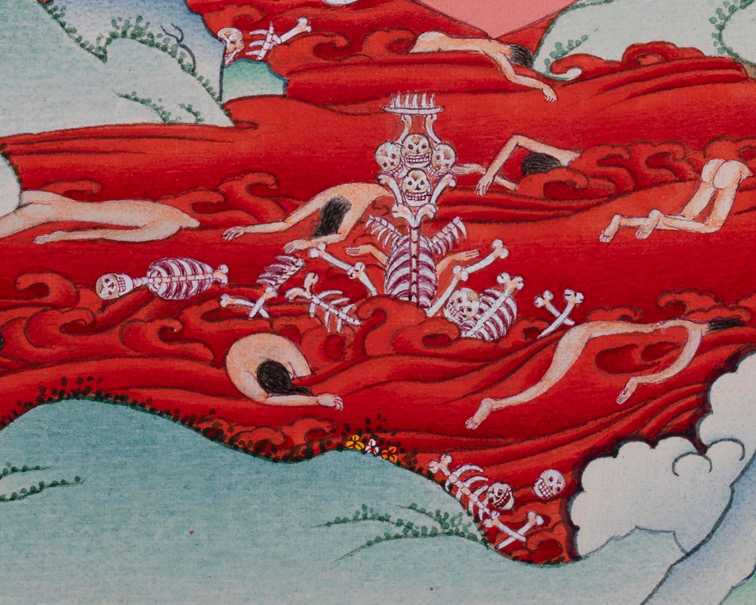 The Dancing Couple Citipati Thangka | Wrathful Lord of Charnel Ground