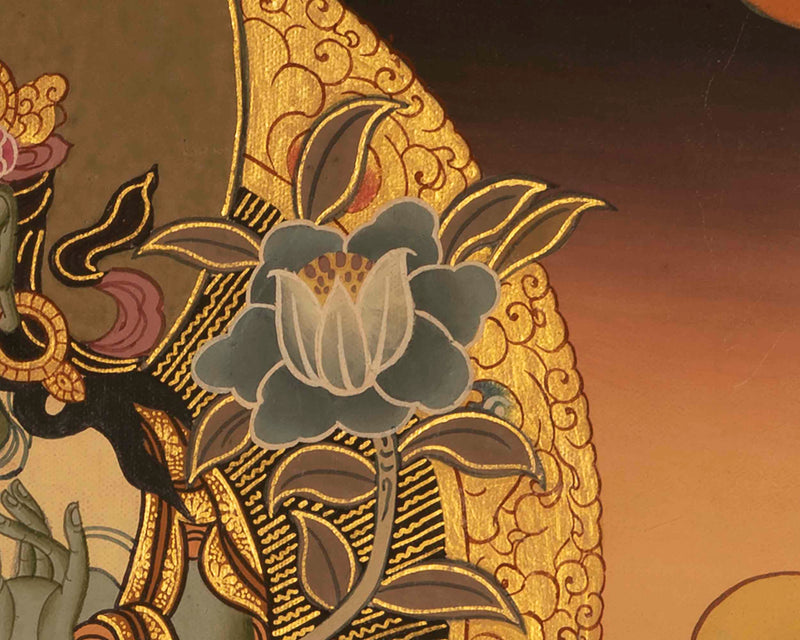 Small Green Tara Thangka | Religious Art For Wall Decor