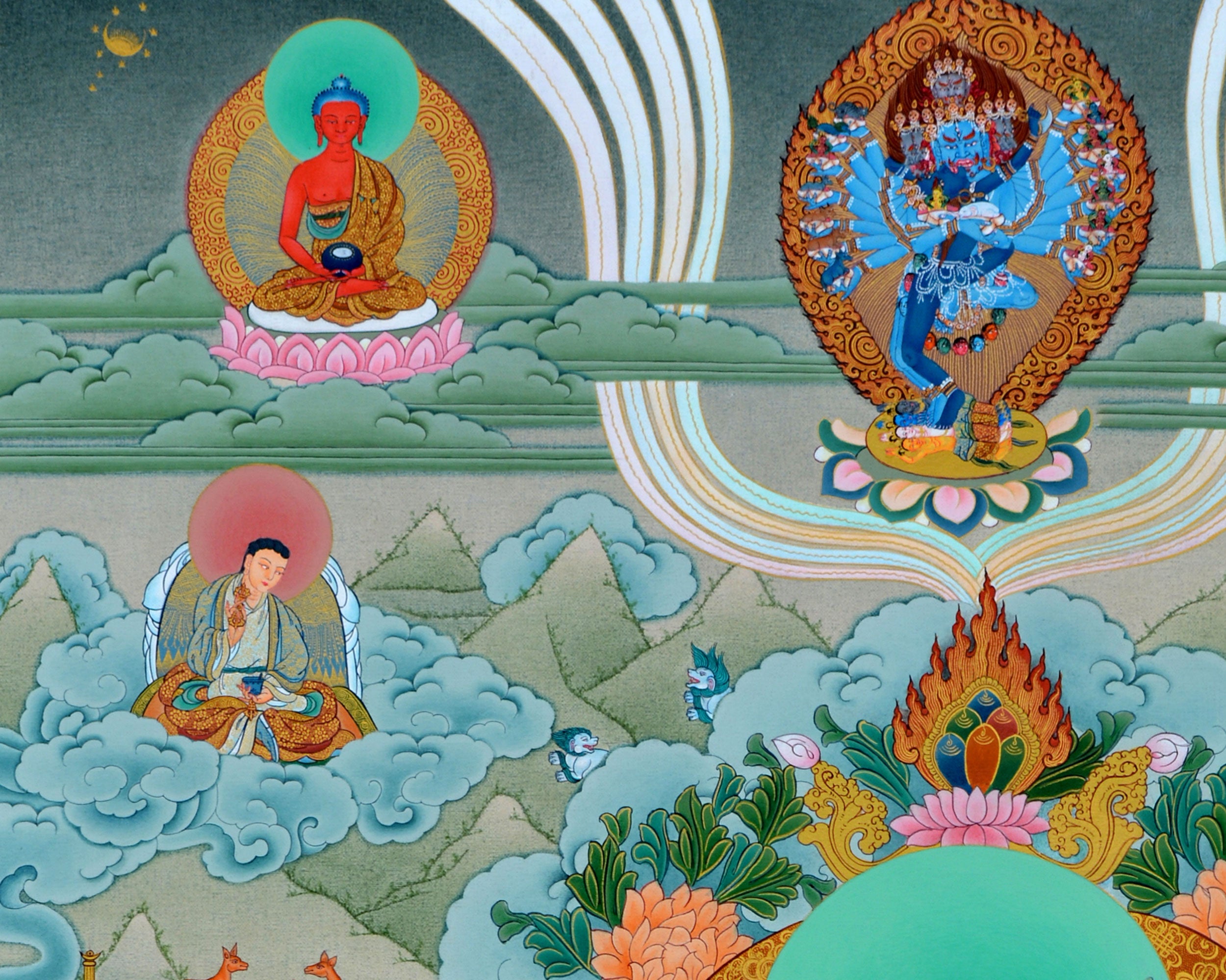 Buddhist Sakya Master Thangka | Sachen Kunga Nyingpo Tibetan Hand Painting Art