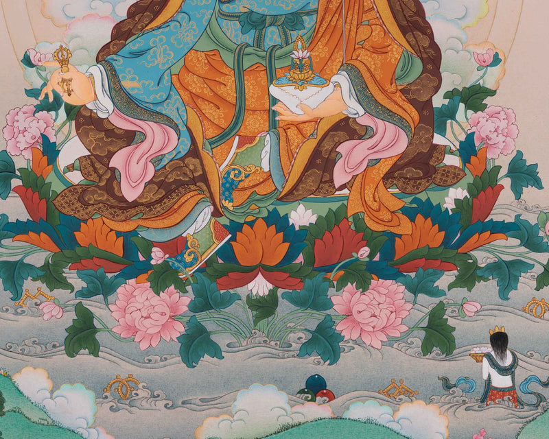 Traditional Tibetan Thangka For Padmasambhava Mantra Practice | Lotus Born Guru Rinpoche Art