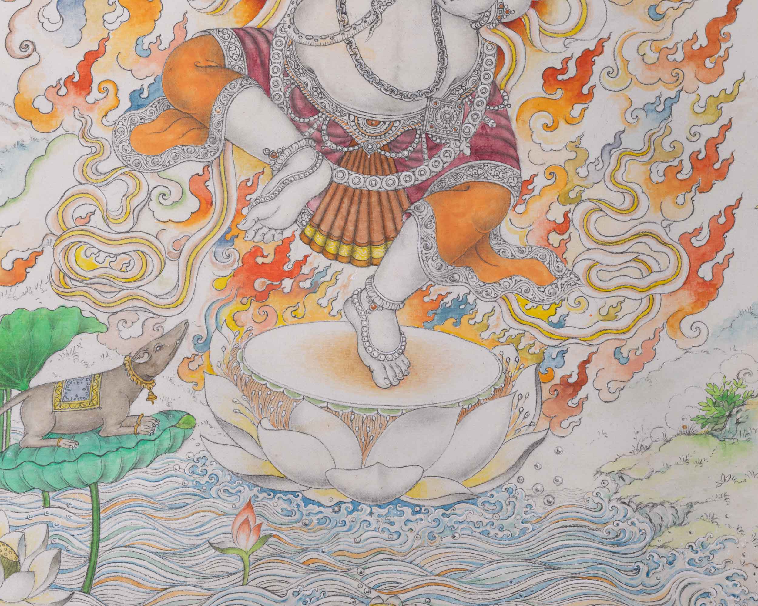Jai Ganesh Aarti Print As Spiritual Room Decor  | Deity Of Remover Of The Obstacles