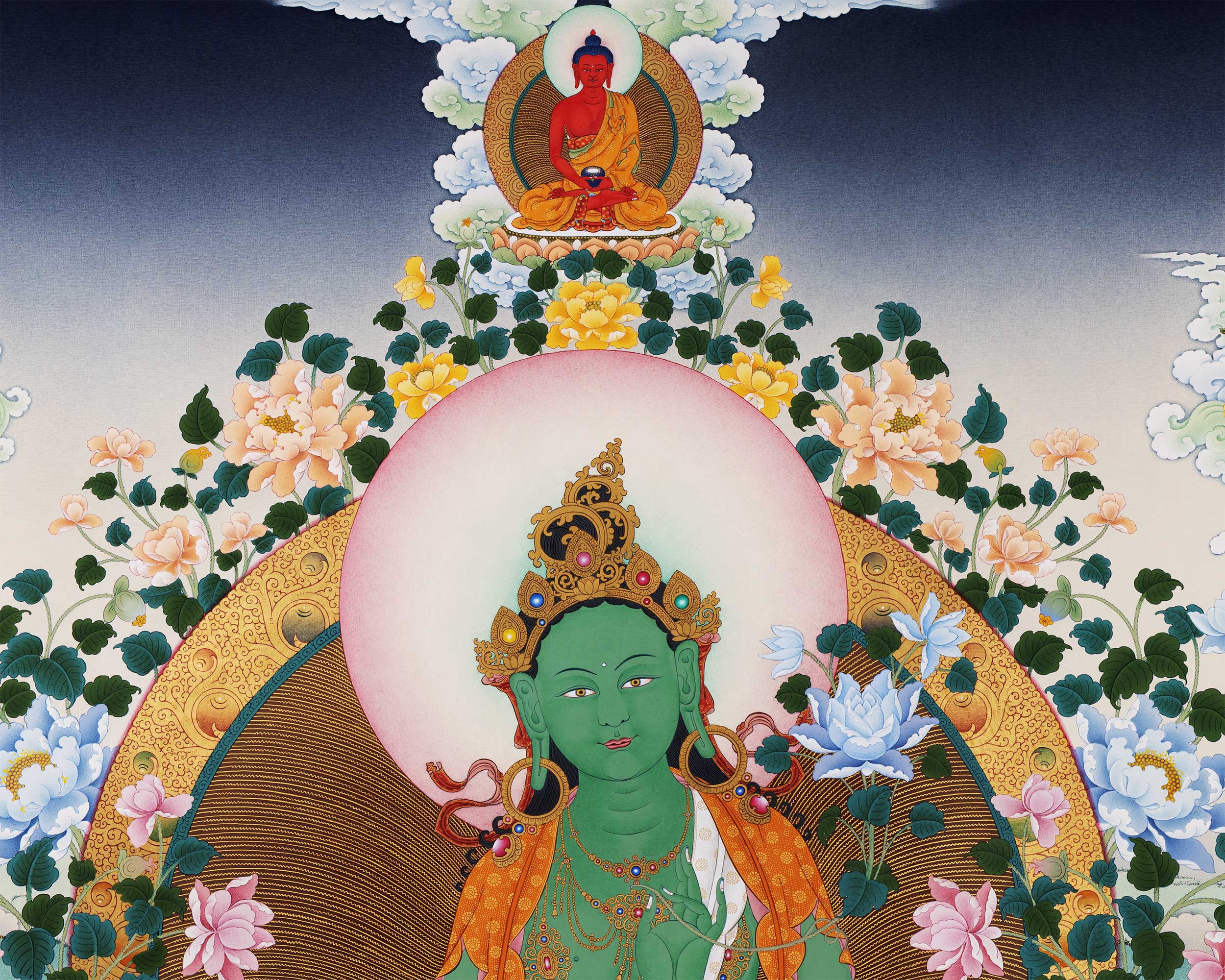 21 Taras Surya Gupta Thangka Print | Himalayan Taras High-Quality Giclee On Cotton Canvas Art