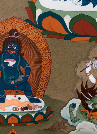 Five Jambhala Thangka | Buddhist Wealth Deities