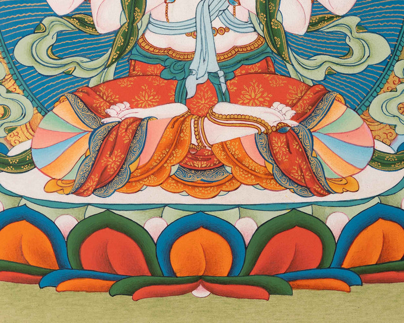 4 Armed Avalokiteshvara Thangka | High-Quality Tibetan Art