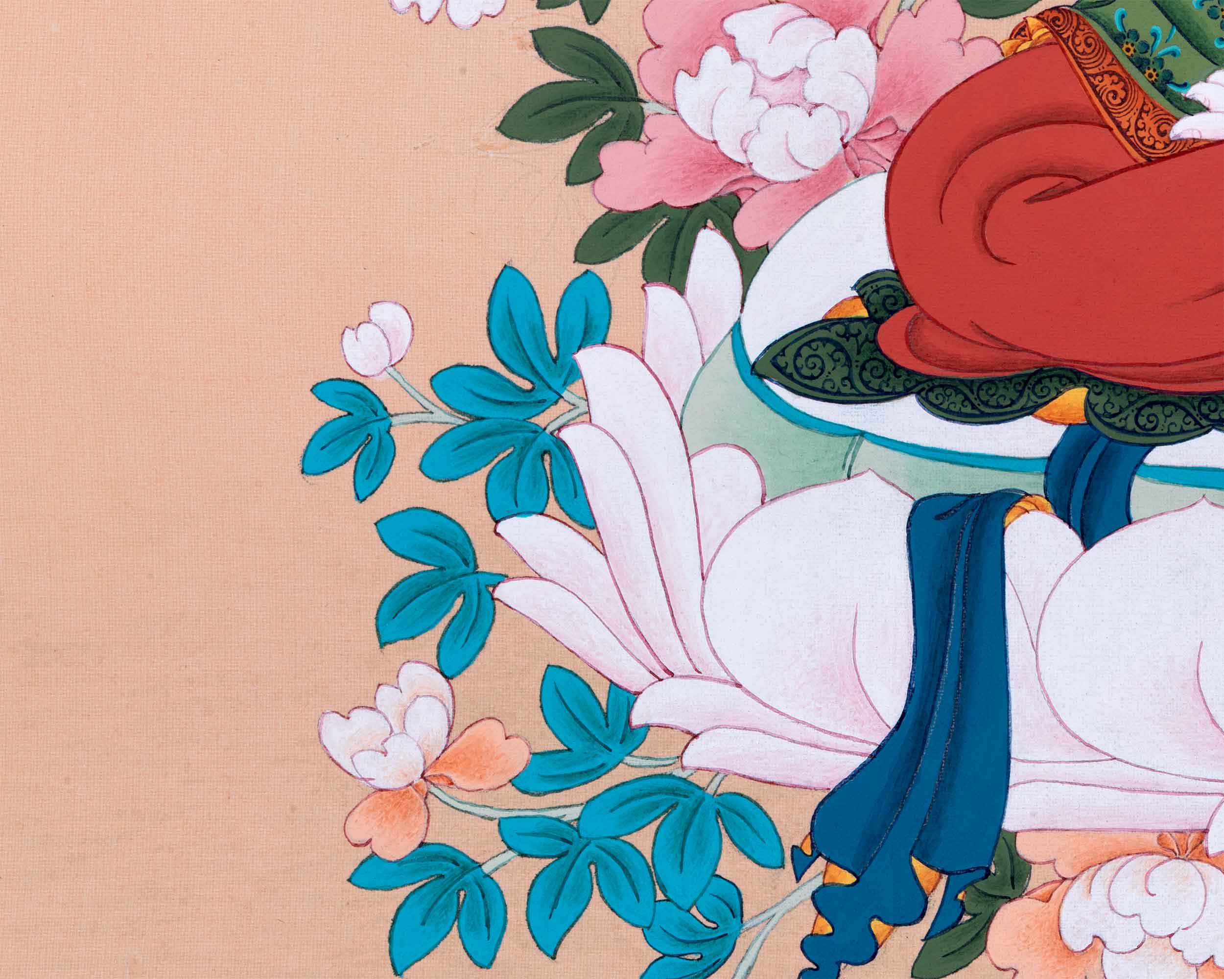 The Compassion Bodhisattva Chenrezig Thangka Art | Four Armed Chenrezig Hand Painted Art For Wall Decoration