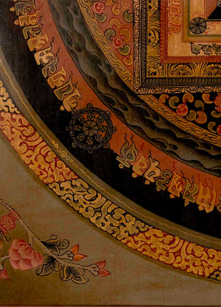 Oil Varnished Kalachakra Mandala | Tibetan Thangka Painting