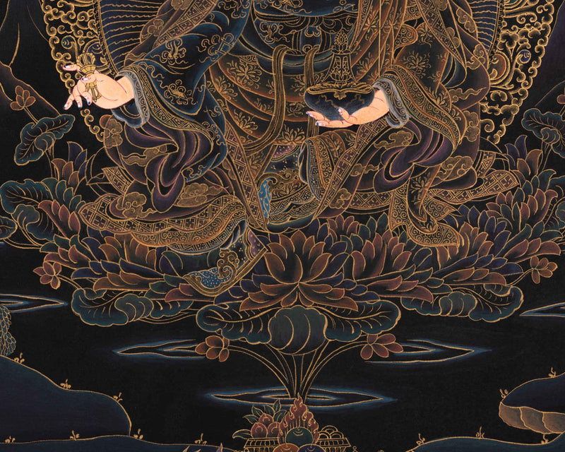 Tibetan Buddhist Master Padmasambhava Thangka | Lotus Born Master Guru Rinpoche Canvas Artwork