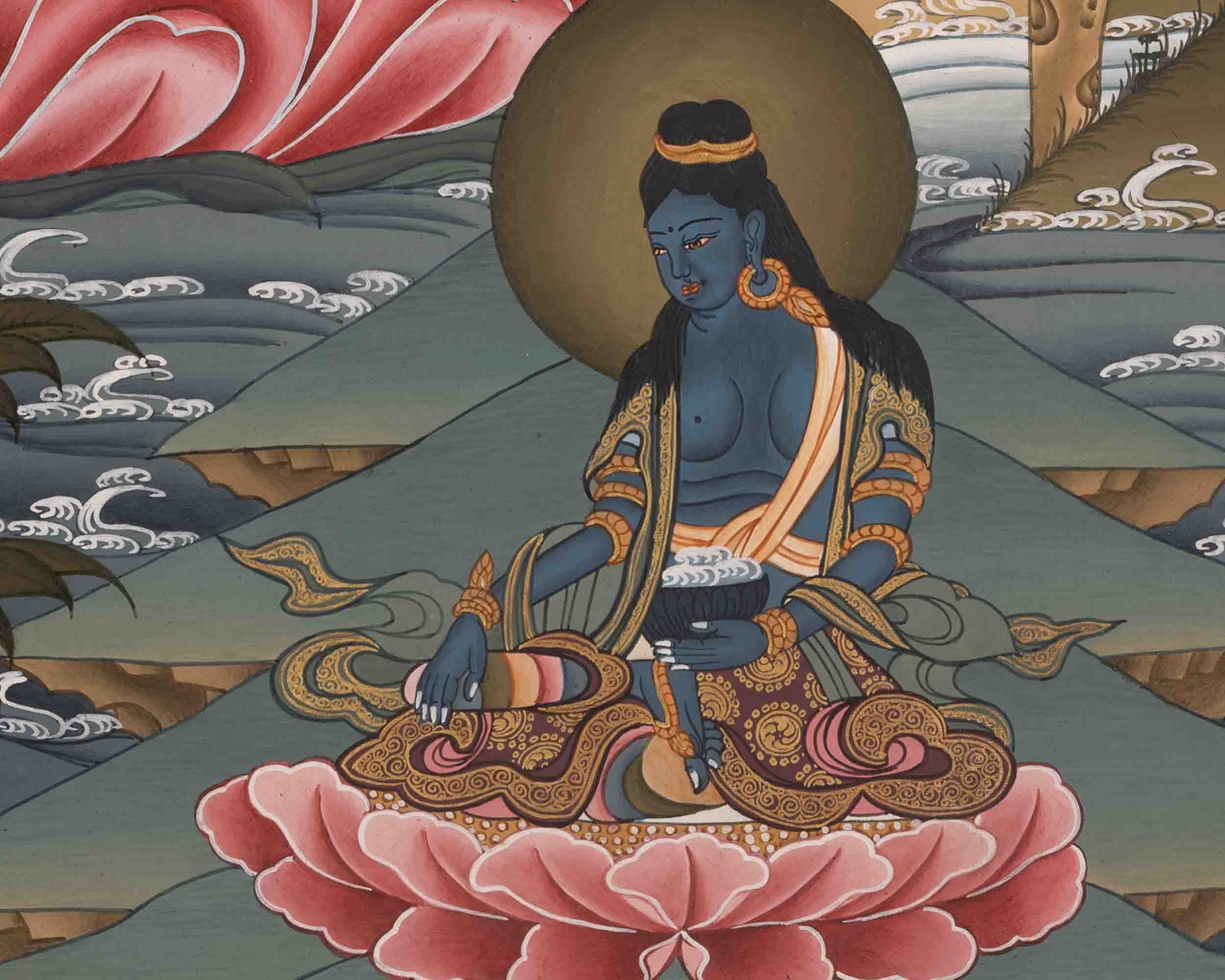 Green Tara Thangka | Buddhist Religious Art | Wall Decors