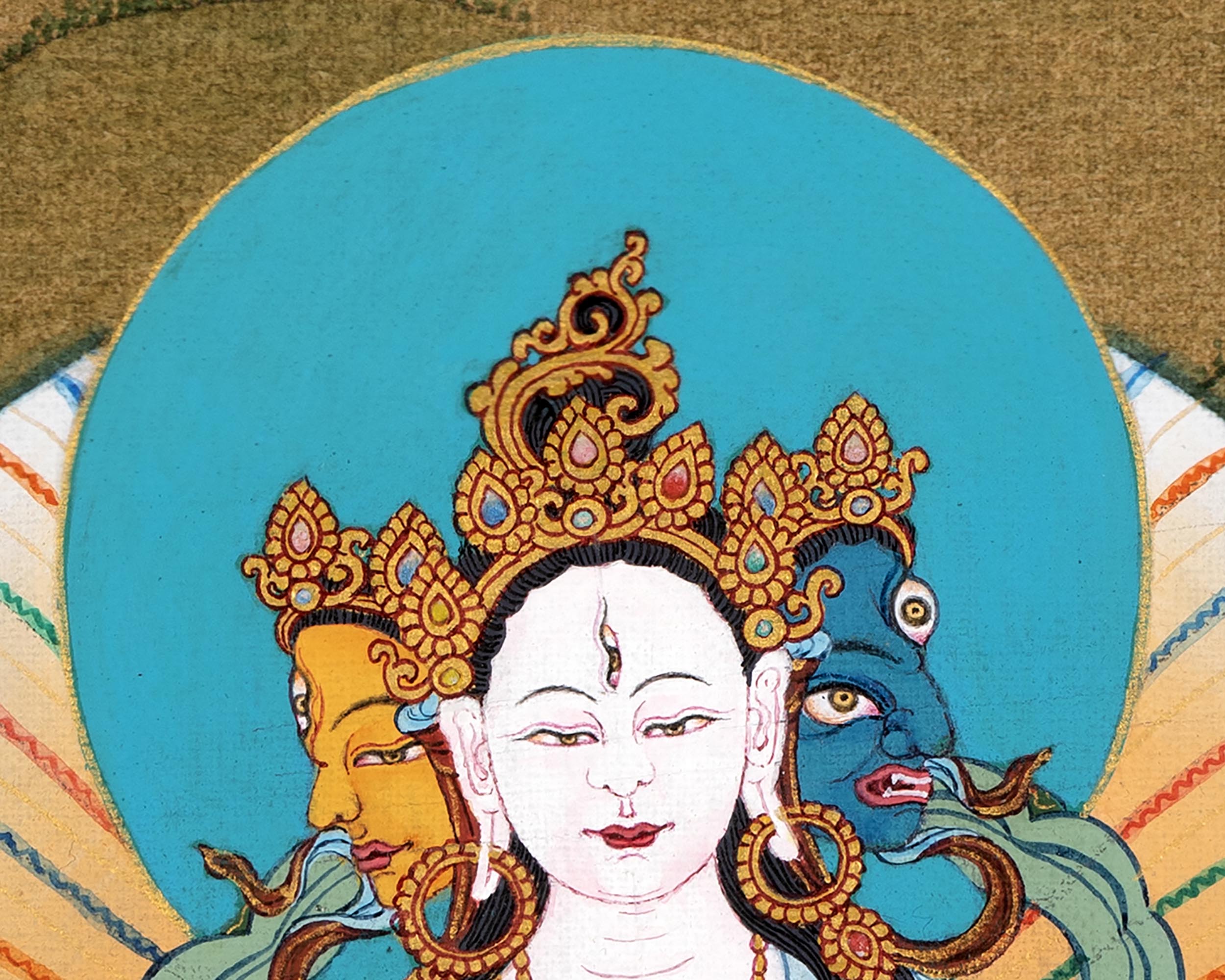 Amitayush With White Tara and Namgyalma Canvas Print |   High Quality Giclee Canvas Print