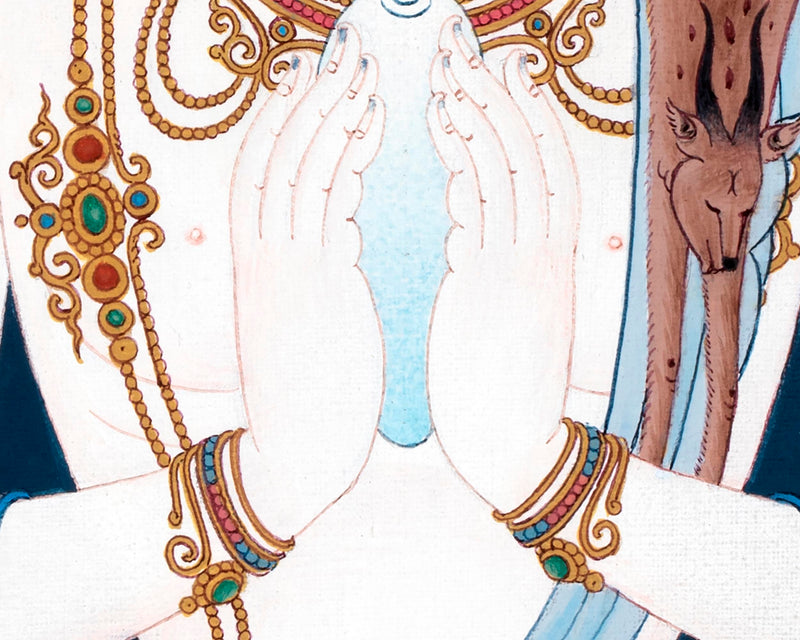 Buddha of Compassion | Avalokiteshvara Thangka Print | Chenrezig Tibetan Art