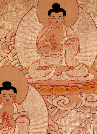 24K Gold Style Medicine Buddha Thangka | Meditation Altar