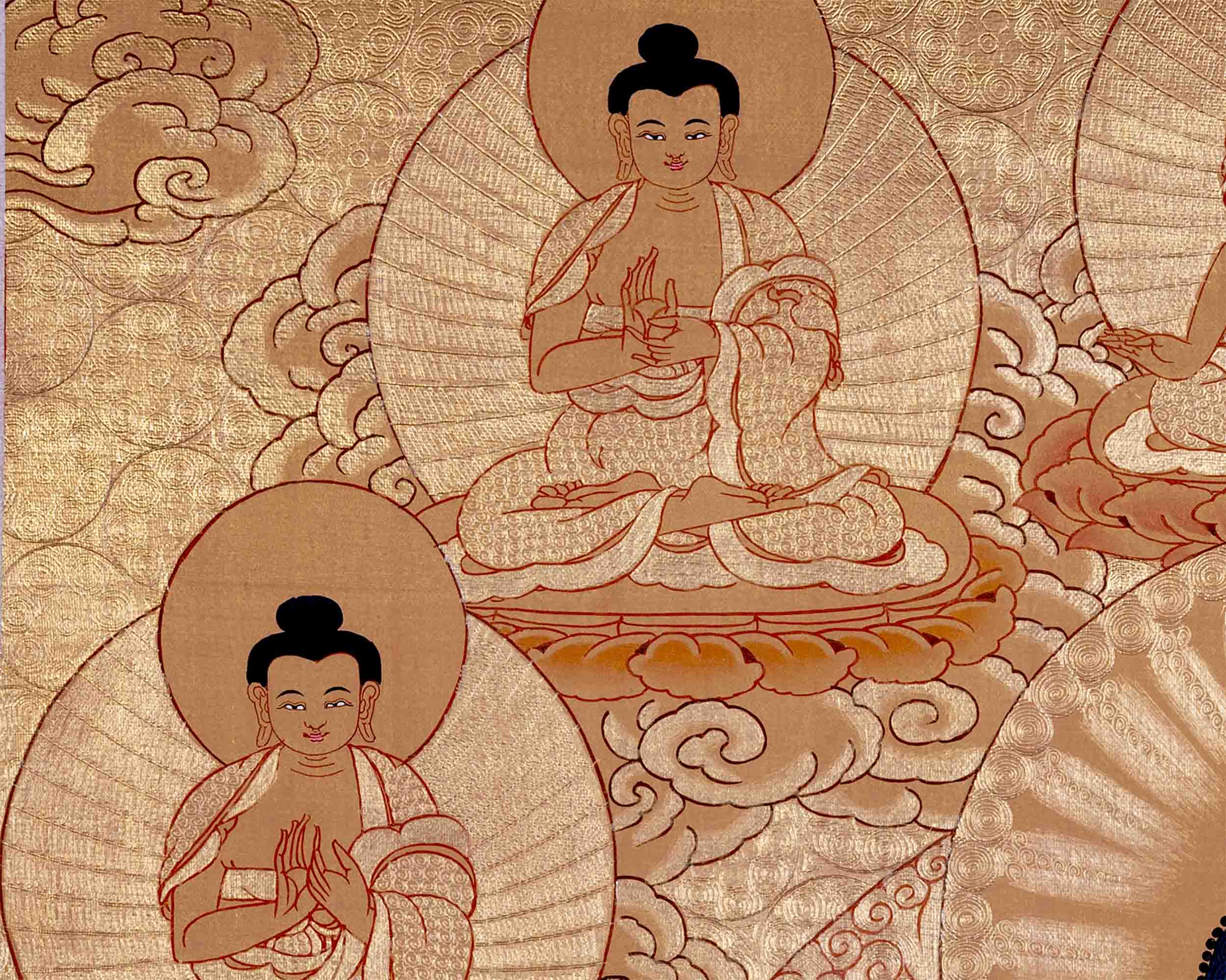 24K Gold Style Medicine Buddha Thangka | Meditation Altar