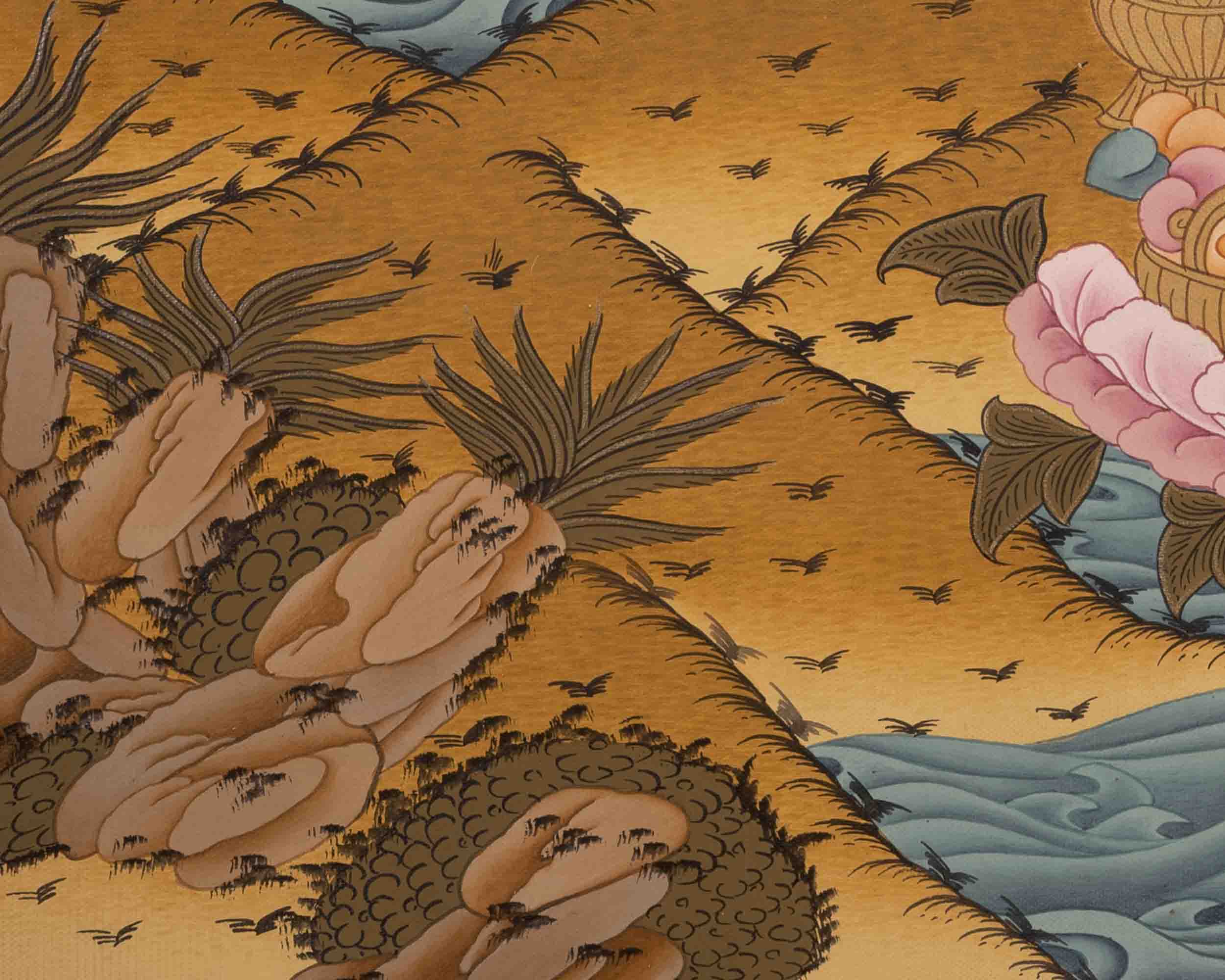 Dzambhala Tibetan Thangka | Religious Buddhist Art | Wall Decors