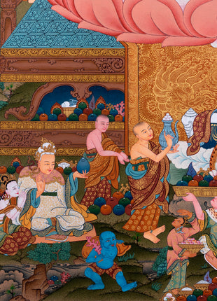 Jambala, Dzambhala Thangka Painting, Tibetan Thangka Print