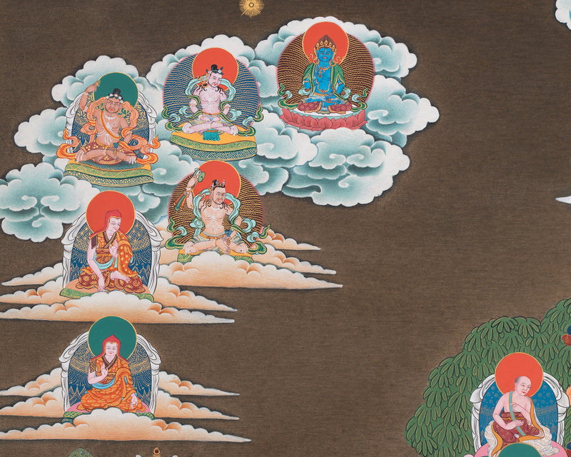 Sakya Refuge Tree | Vajradhara lineage Thangka Print | Tibetan Thangka Paintings Print