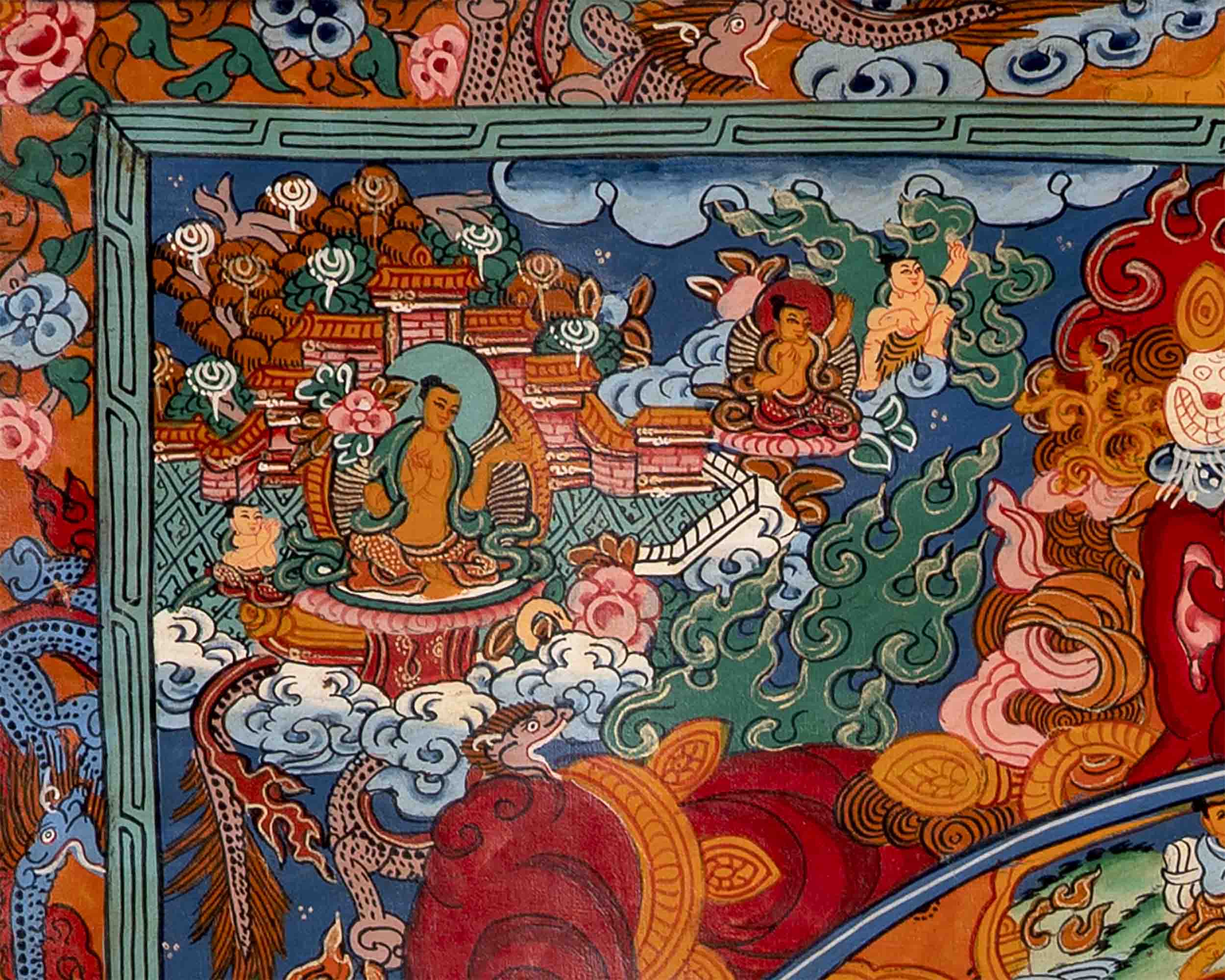 Brocaded Wheel Of Life Thangka | Traditional Tibetan Art | Wall Decors