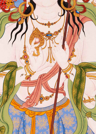 Sitatapatra Thangka Print with Green Tara, White Tara and Chenrezig