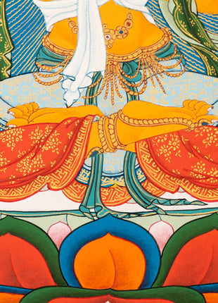 Manjushri Art Thangka | Finely Hand Painted in Cotton Canvas