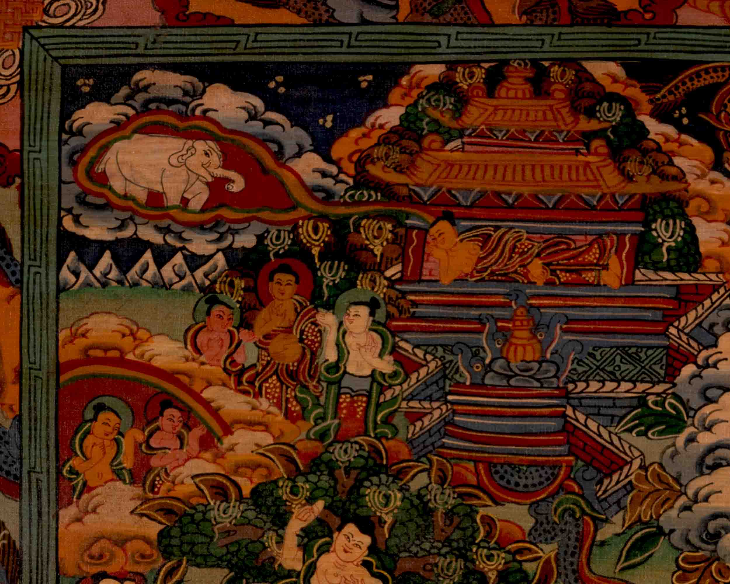Shakyamuni Budda's Life Story | Oil Varnished Thangka | Wall Decors