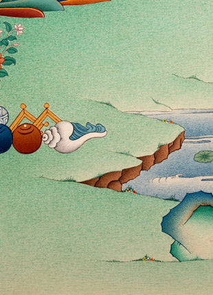Green Tara | Traditional Tibetan Tara Thangka in Natural stone colors