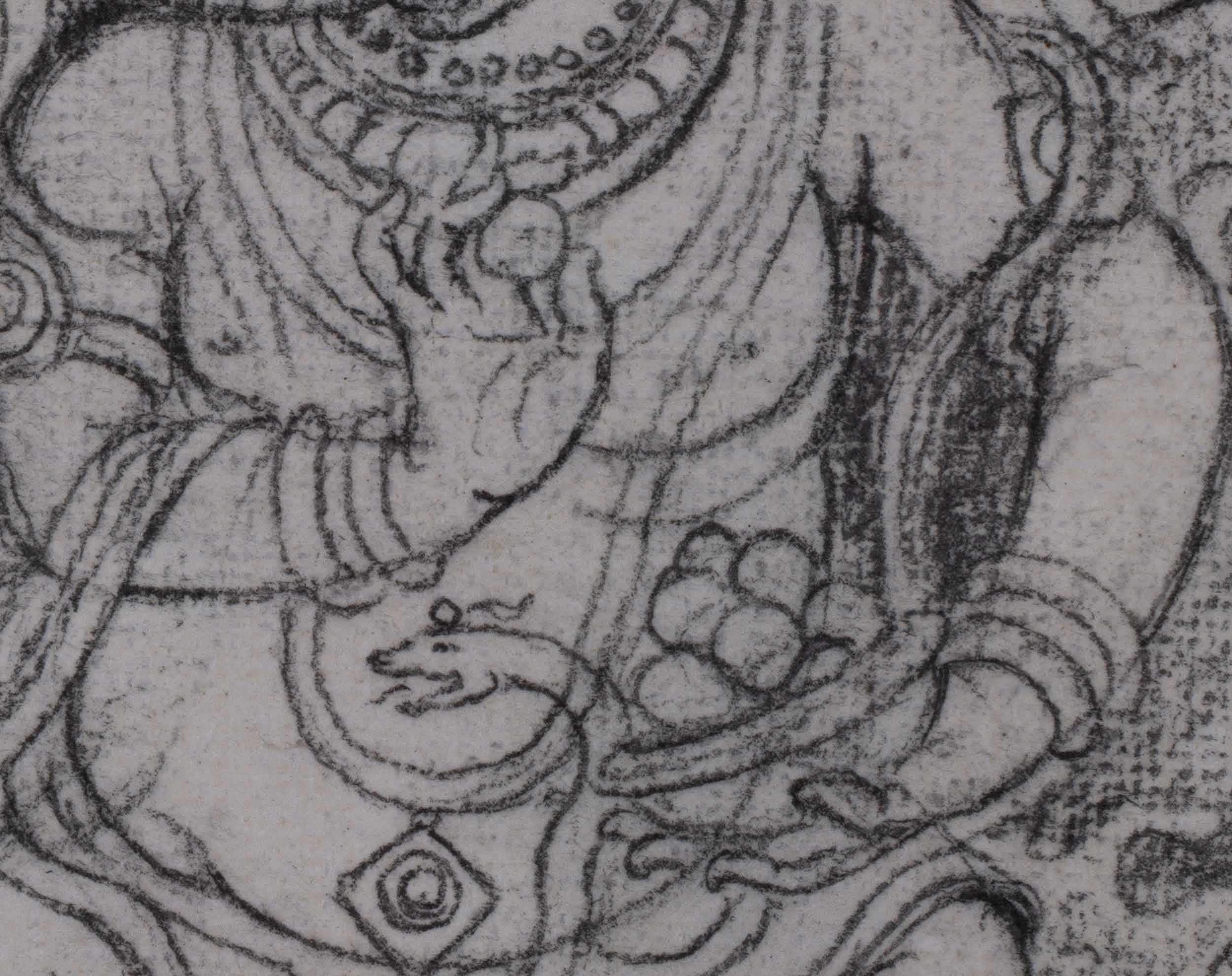 Canvas Drawing Of Ganesha High-Quality Print | Armed Lord Ganesh On Stencil For Wall Decor