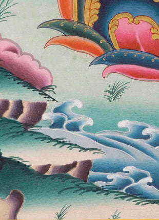 Red Amitayus Buddha Thangka | Religious Hand Painting | Wall Decors