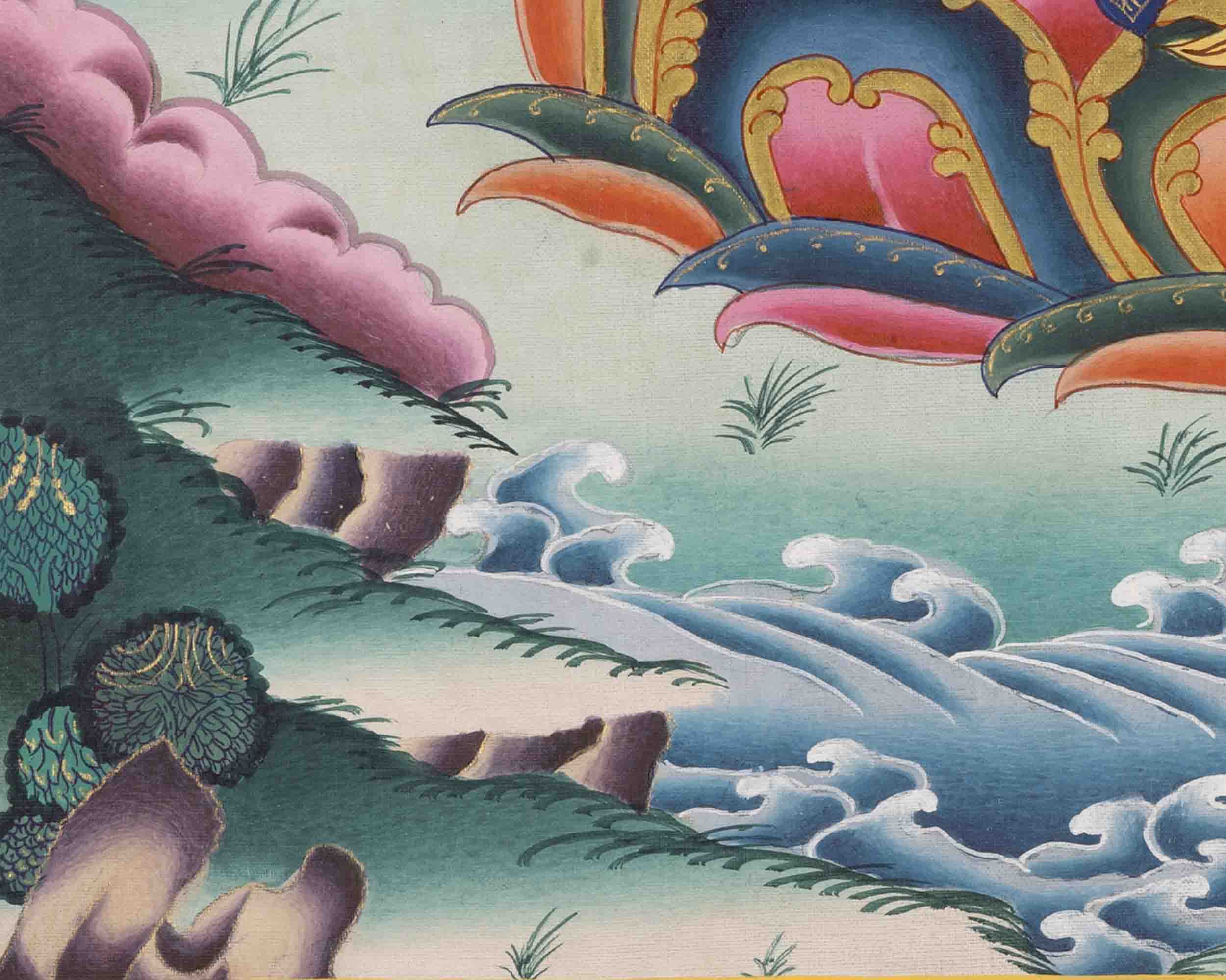 Red Amitayus Buddha Thangka | Religious Hand Painting | Wall Decors