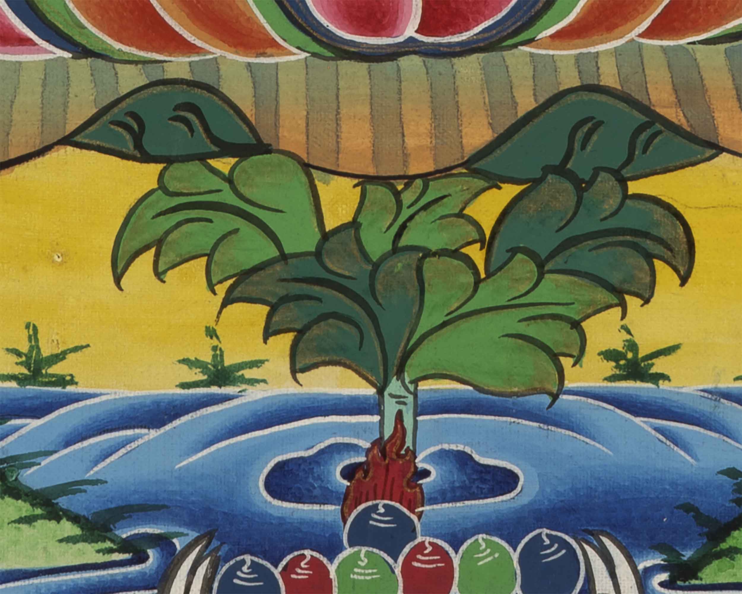 Red Amitayus Buddha Thangka | Tibetan Wall Decoration