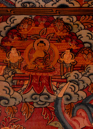 Traditional Oil Varnished Wheel of Life | Tibetan Thangka