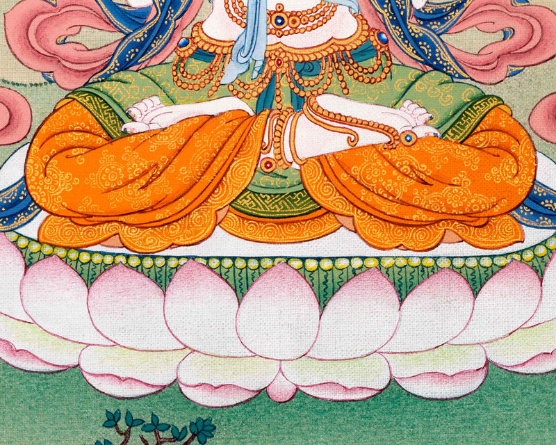 Four Arm Chenrezig Avalokiteshvara Thangka | Bodhisattva Painting